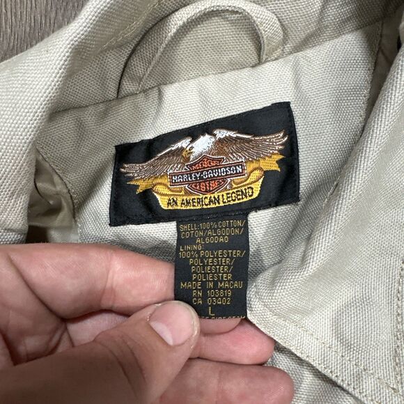 Harley Davidson Women’s Embroidered Riding Jacket Canvas Tan Size Large - Picture 5 of 7
